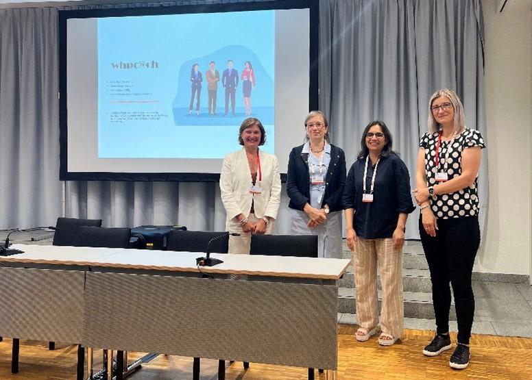 The four founders of the new chapter of Women in HPC, photographed during a special networking session at last year’s Platform for Advanced Scientific Computing Conference (PASC22) in Basel, Switzerland.