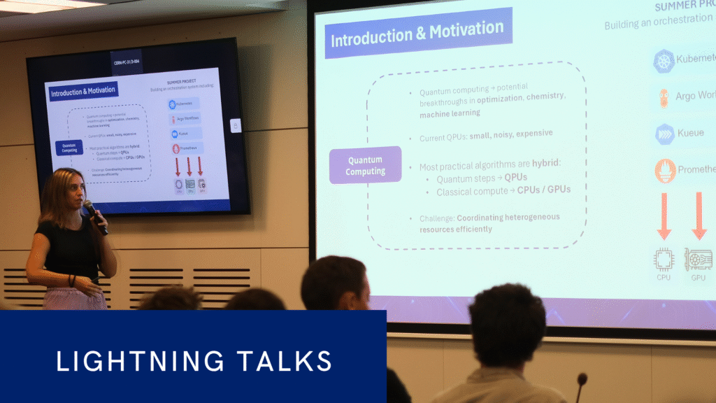 CERN openlab lightning talks photo with a student presenting